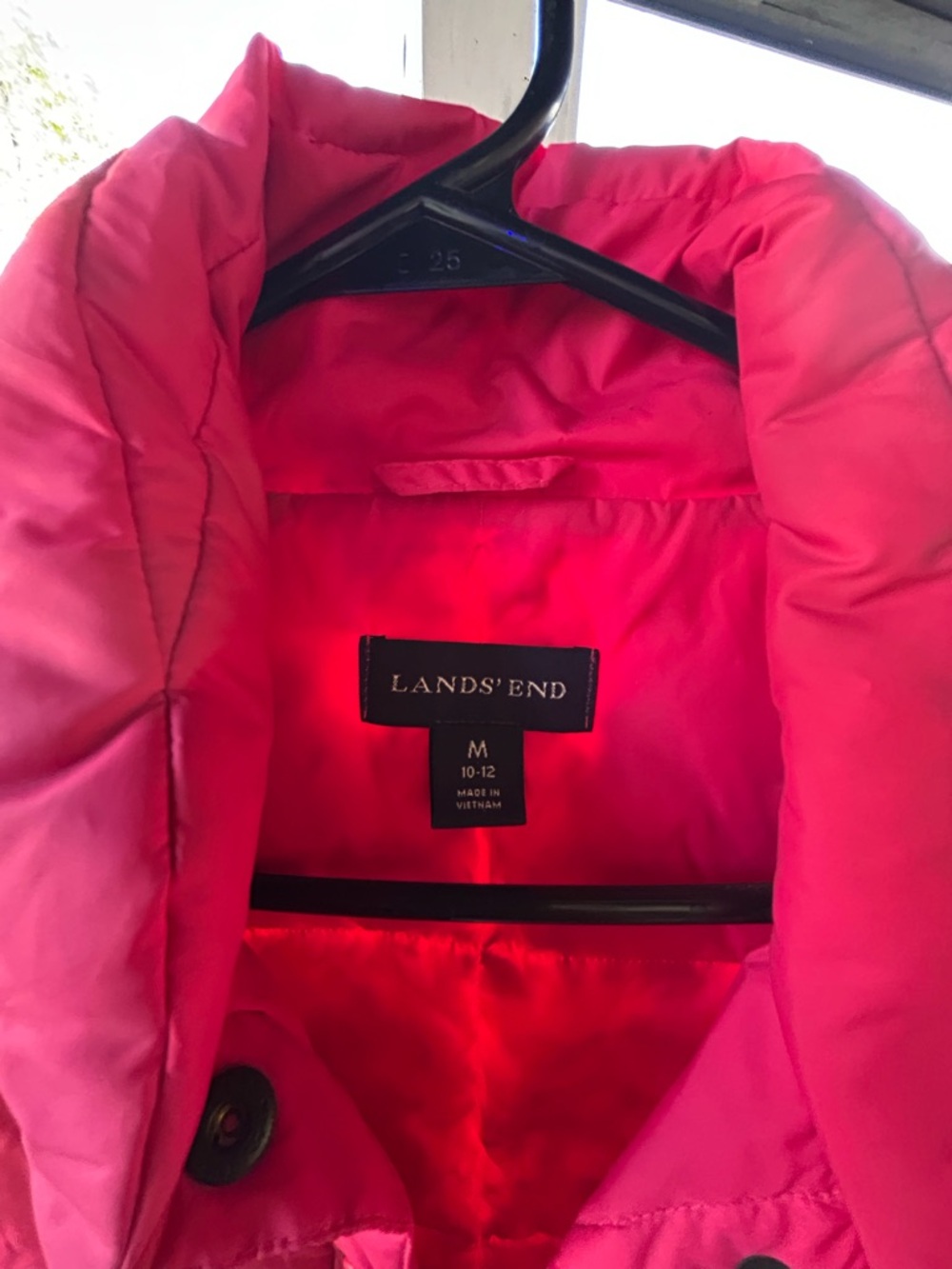 Lands' End Bright Pink Puffer Jacket